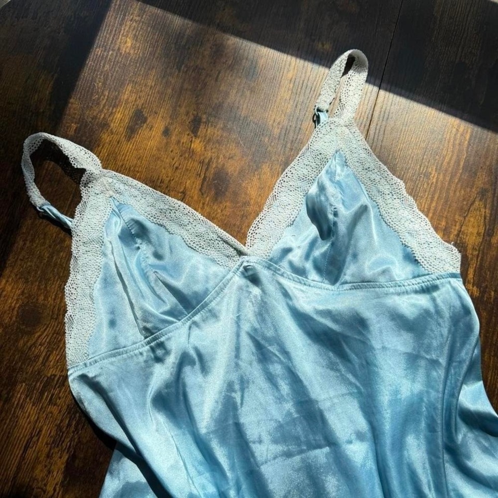 Cozy Rozy Women's Lace Trim Cami Tank Top Light Blue Size L Y2K Soft Girl